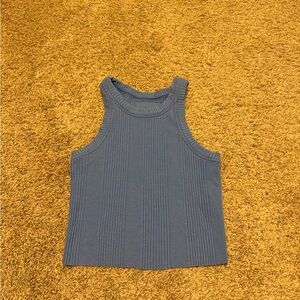 Arie- Bright Blue Ribbed Crop Top